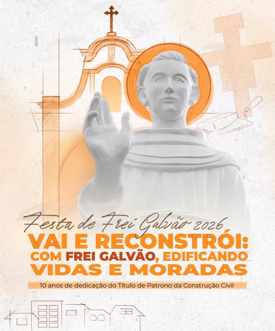 Composição principal da identidade visual da Festa de Frei Galvão 2026